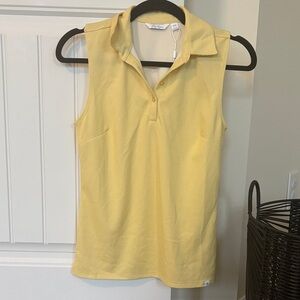 Lady Hagen Yellow Sleeveless Polo Top XS